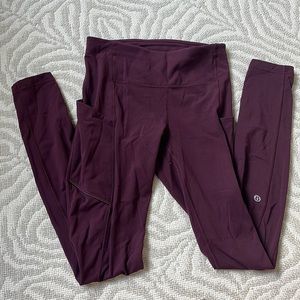 Maroon lulu leggings size 2